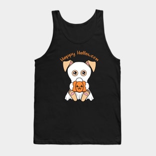 Happy Halloween Cute ghost dog, Kawaii black dog with pumpkin Tank Top